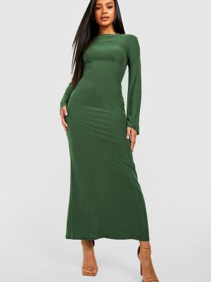 Dlouhé šaty s lodičkovým výstřihem Madmext zelené
