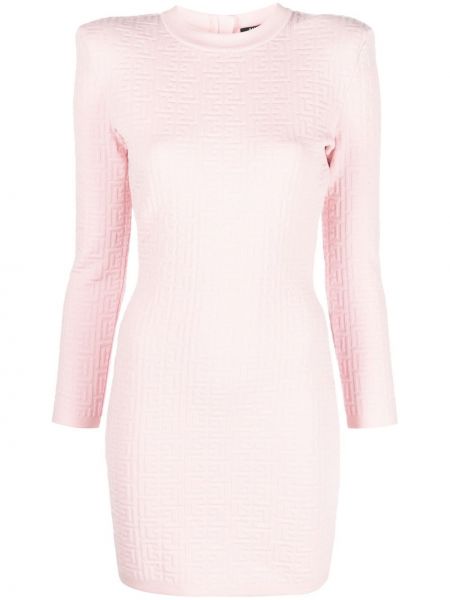 Pletené mini šaty Balmain růžové