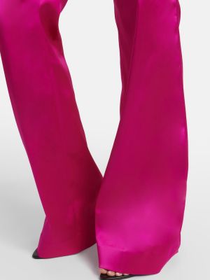 Pantaloni cu picior drept cu talie joasă din satin Tom Ford roz
