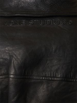 Kožna jakna s izlizanim efektom Acne Studios crna