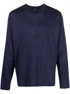 Памучна тениска с принт с пейсли десен Etro синьо