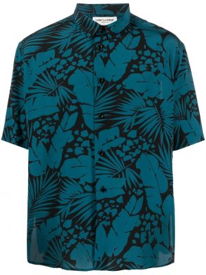 Camisa con estampado con estampado tropical Saint Laurent azul