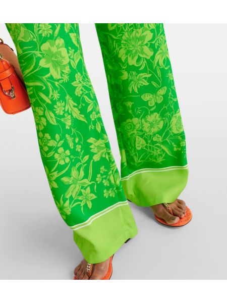 Relaxed fit hlače s cvetličnim vzorcem Gucci zelena