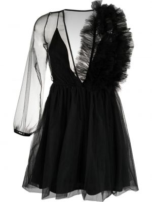 Sukienka mini z siateczką asymetryczna Alchemy czarna