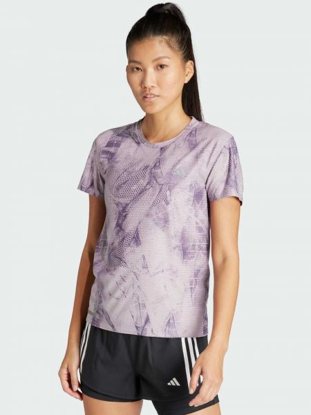 Koszulka z nadrukiem Adidas Performance fioletowa