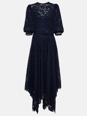 Čipkované midi šaty Costarellos modrá