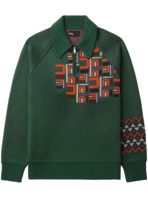 Dzianinowy sweter wełniany Kolor zielony