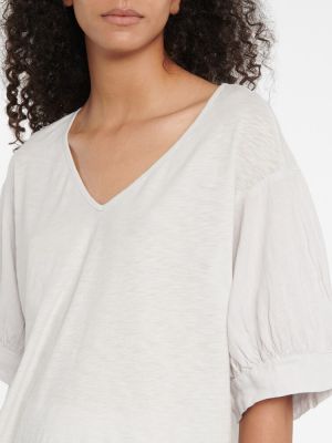 Bavlnené zamatové tričko Velvet sivá
