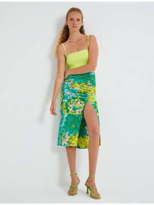 Drapované midi sukně Koton zelené