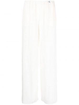 Παντελόνι σε φαρδιά γραμμή Calvin Klein Jeans λευκό