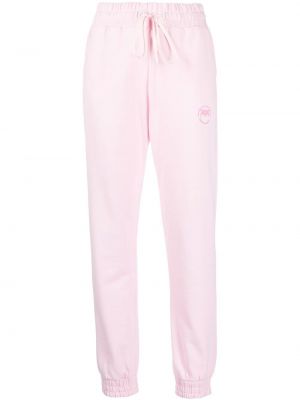Spodnie sportowe z nadrukiem Pinko różowe
