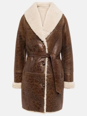 Kožený krátký kabát Yves Salomon hnedá