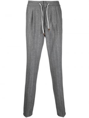 Pantaloni cu picior drept cu dungi Brunello Cucinelli gri