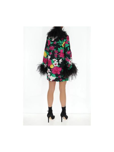 Mini vestido con plumas de flores con estampado Saint Laurent