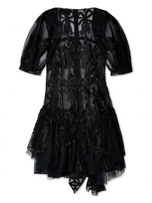 Koktejlové šaty s výšivkou s mašlí Simone Rocha černé