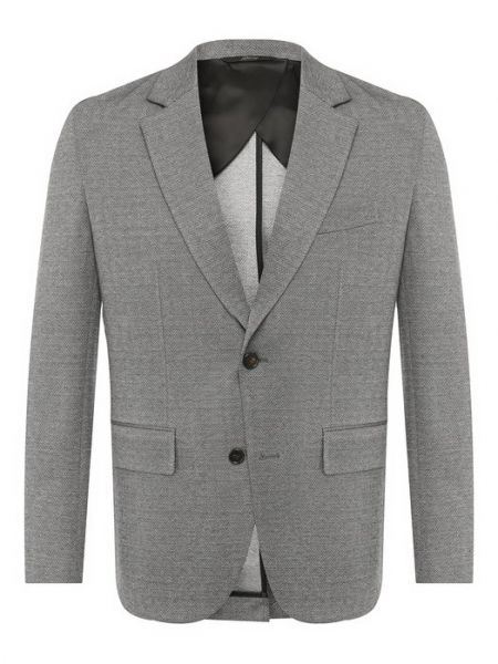 Хлопковый шелковый пиджак Brioni серый
