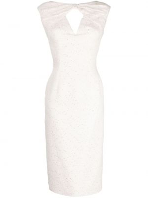 Μίντι φόρεμα με παγιέτες tweed Saiid Kobeisy λευκό