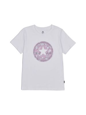 Květinové tričko s krátkými rukávy Converse bílé