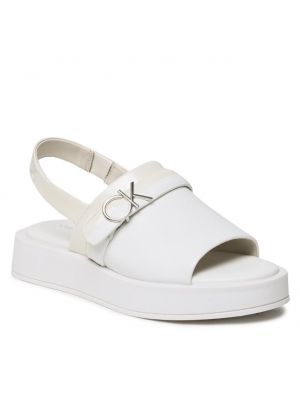 Sandale cu pană Calvin Klein alb