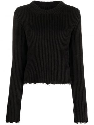 Raztrgan pulover Mm6 Maison Margiela črna