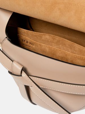 Žakárová kožená kabelka Loewe béžová