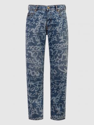 Прямі джинси з принтом Versace Jeans Couture сині