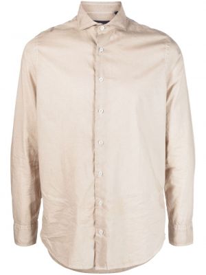 Beżowa koszula na guziki bawełniana Lardini