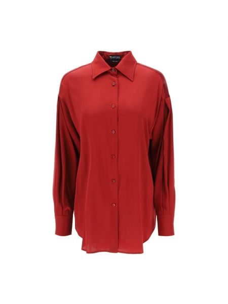 Jedwabna jedwabna koszula Tom Ford czerwona