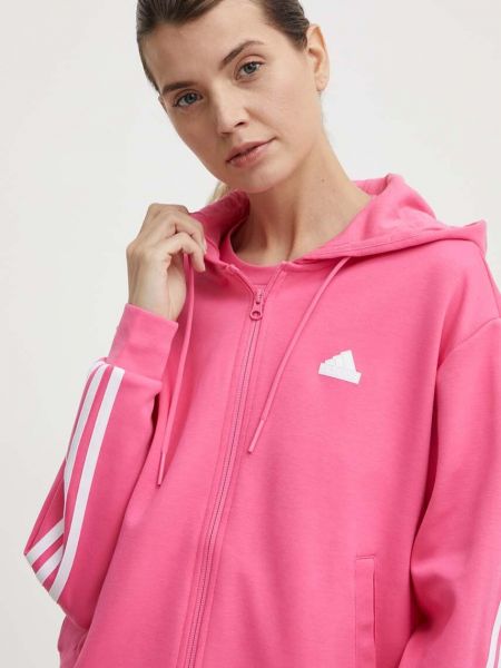 Hoodie s kapuljačom s printom Adidas ružičasta