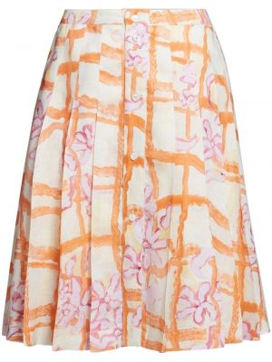Marni painted floral-print skirt - Toni neutri