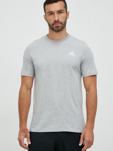 Melange pamut póló Adidas szürke