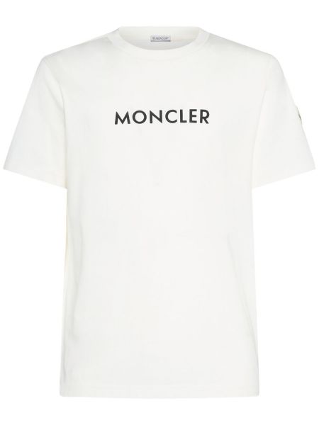 Jersey pamuklu tişört Moncler beyaz