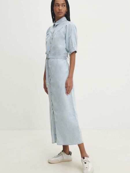 Sukienka długa bawełniana Answear Lab niebieska