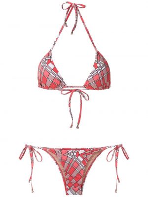 Bikini à imprimé à motif géométrique Amir Slama rouge