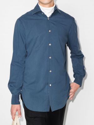 Camisa con botones manga larga Kiton azul