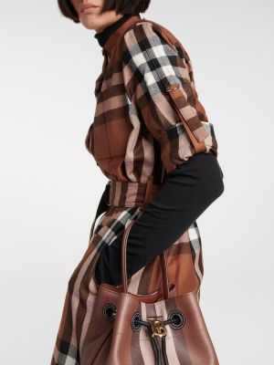Vestido midi de lana a cuadros Burberry marrón