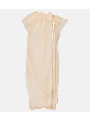 Tylové midi šaty s mašľou Simone Rocha ružová