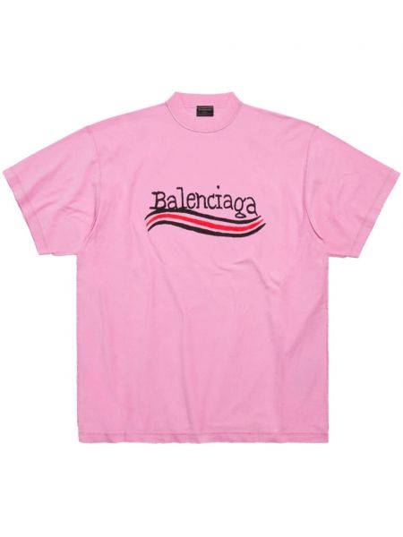 Βαμβακερή μπλούζα Balenciaga ροζ
