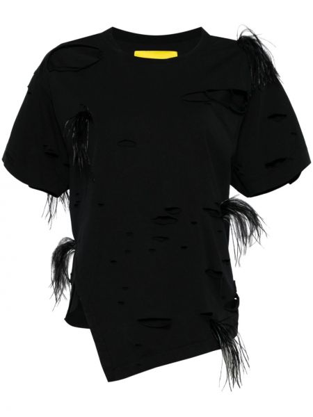 Tričko z peří s oděrkami Marques'almeida černé
