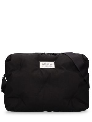 Crossbody torbica iz rebrastega žameta Maison Margiela črna