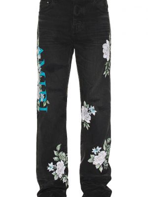 Прямые джинсы в цветочек Amiri черные