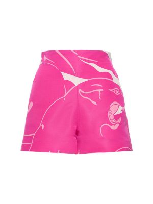 Pantaloni scurți cu talie înaltă cu imagine Valentino roz