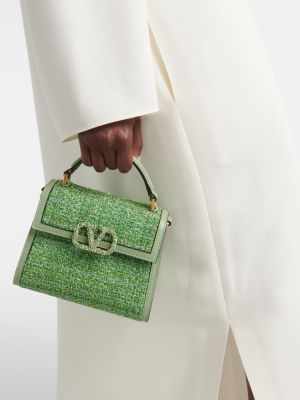 Tvídová taška přes rameno Valentino Garavani zelená