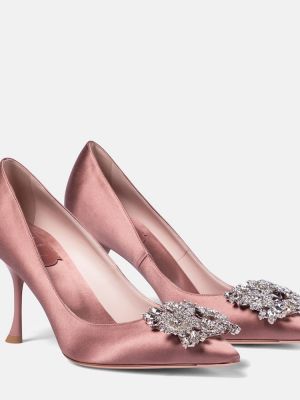 Pantofi cu toc din satin Roger Vivier roz