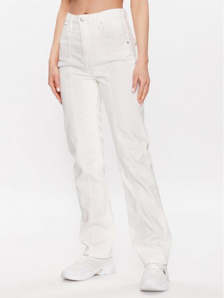 Bílé džíny s klučičím střihem relaxed fit Calvin Klein Jeans