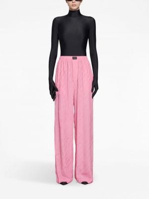 Žakárové hedvábné kalhoty relaxed fit Balenciaga růžové
