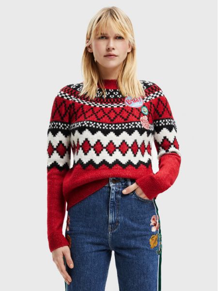 Пуловер свободного кроя Desigual красный