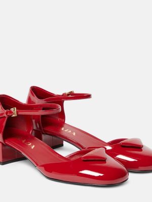 Pantofi cu toc din piele de lac Prada roșu