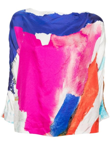 Asimetrična bluza s printom s apstraktnim uzorkom Daniela Gregis bijela