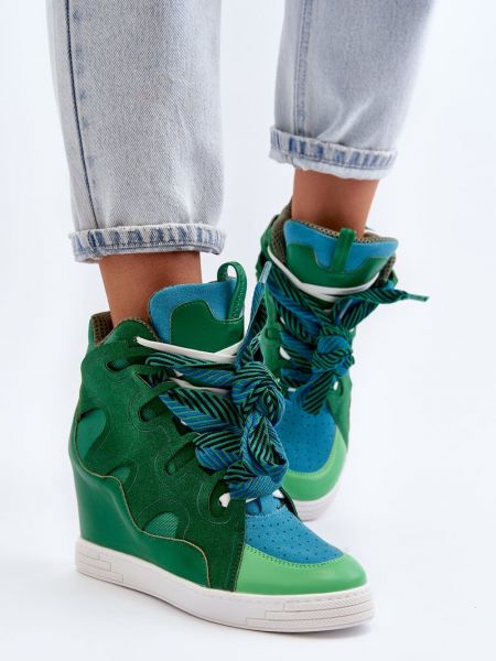 Sneakerși cu pană Kesi verde